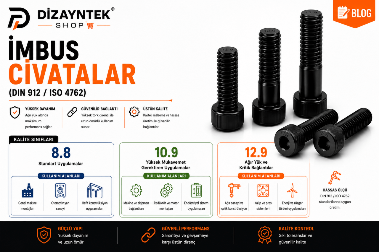 İmbus Civata Nedir? Özellikleri, Kalite Sınıfları ve Kullanım Alanları
