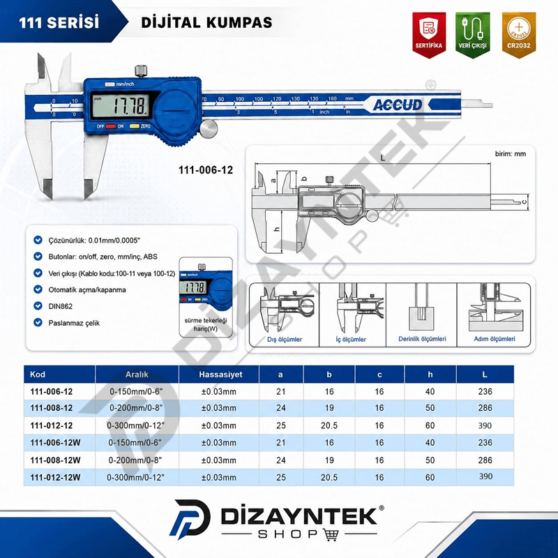 0-150mm Dijital Kumpas - Accud