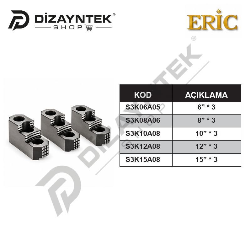 CNC Sert Ayak Takımı 3'lü Set - ERİC