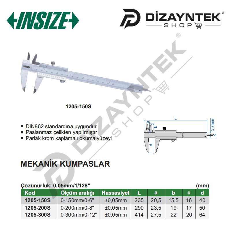 Mekanik Kumpas 1205 - Insize