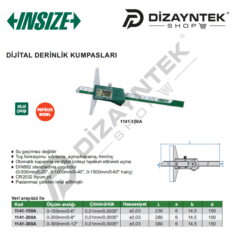 Dijital Derinlik Kumpası 1141 - Insize