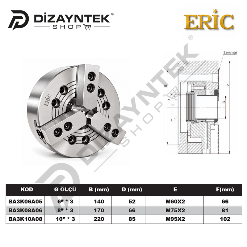 Büyük Açık Merkezli CNC Hidrolik Ayna 3 Ayaklı - ERİC
