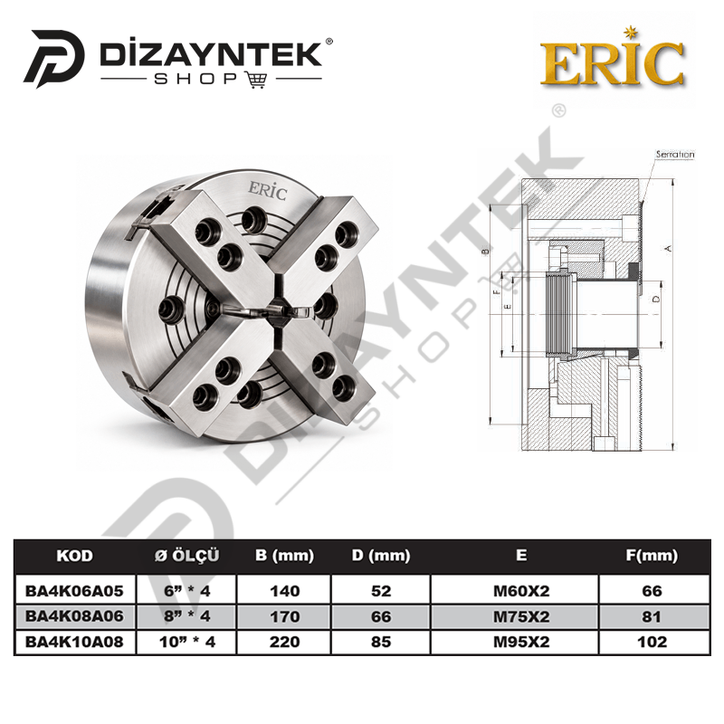 Büyük Açık Merkezli CNC Hidrolik Ayna 4 Ayaklı - ERİC
