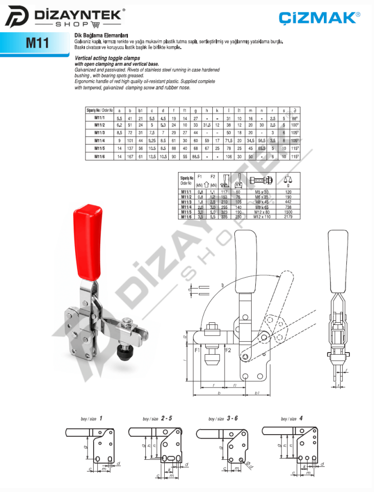 Dik Bağlama Elemanı M11 - Çizmak