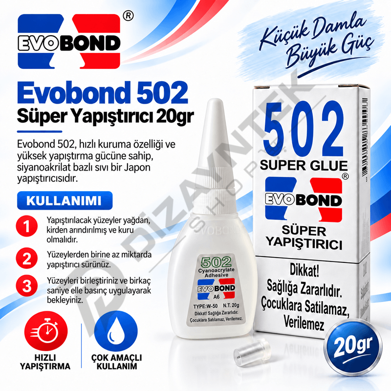 Evobond 502 Süper Yapıştırıcı 20 Gr