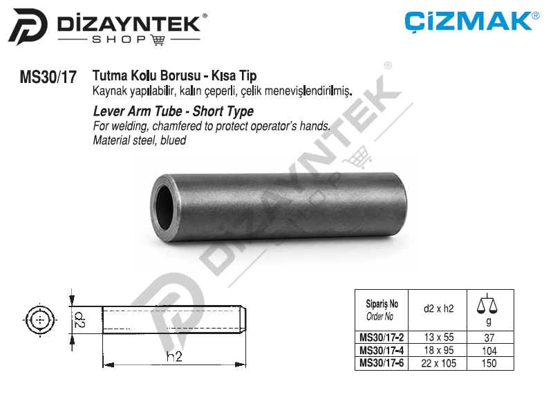 Tutma Kolu Borusu - Kısa Tip MS30/17 - Çizmak