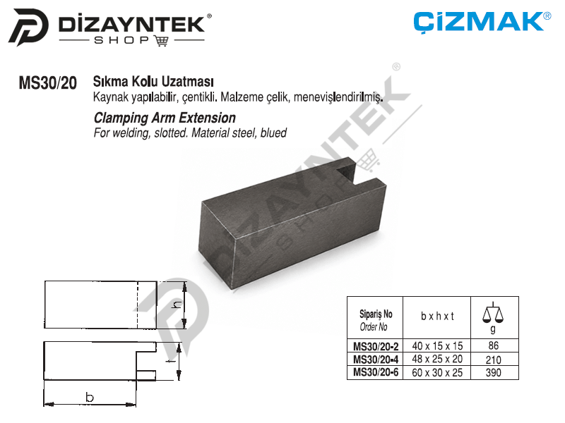 Sıkma Kolu Uzatması MS30/20 - Çizmak