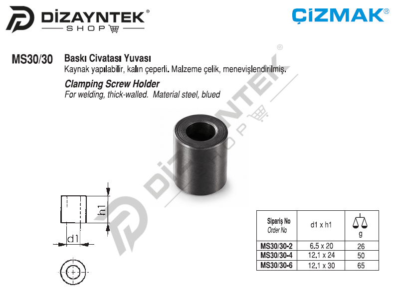Baskı Civatası Yuvası MS30/30 - Çizmak