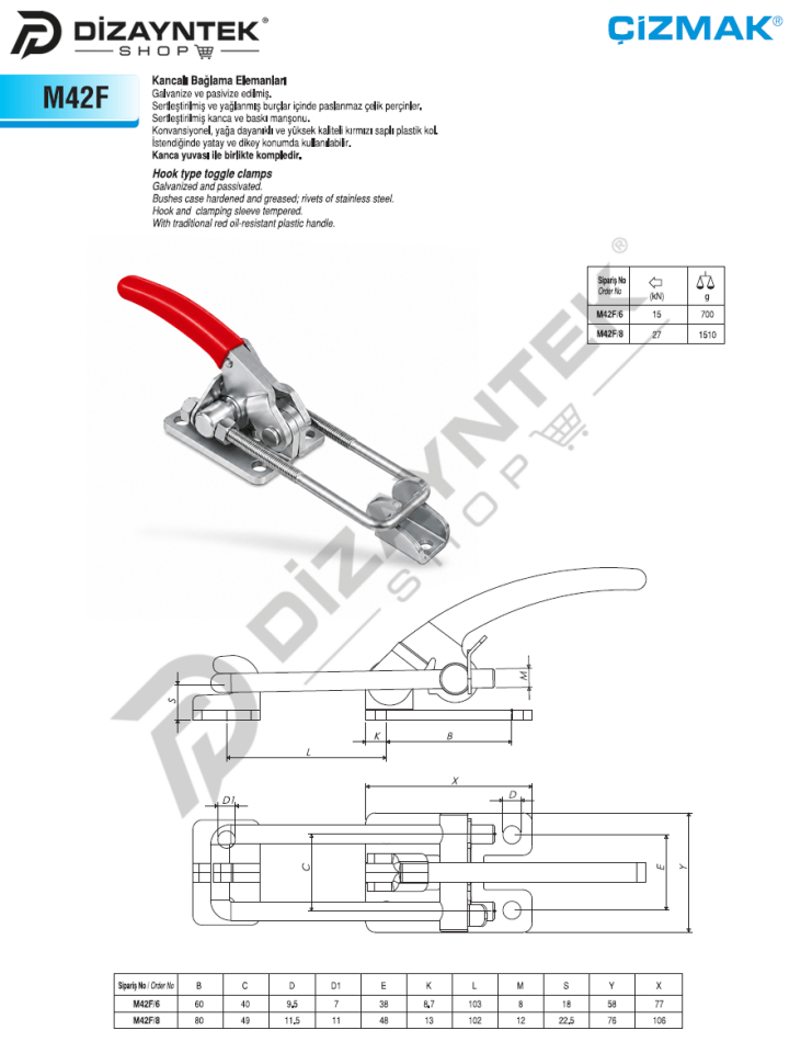 Kancalı Bağlama Elemanı M42F - Çizmak