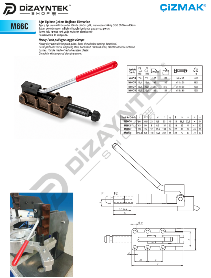 Ağır Tip İtme Çekme Tipi Bağlama Elemanı M66C - Çizmak