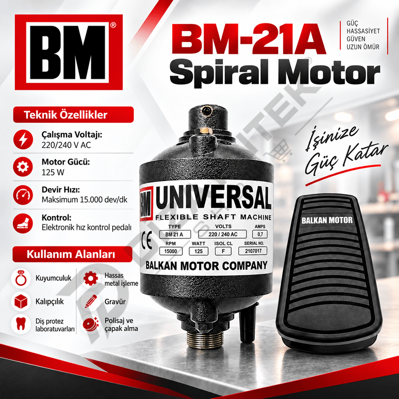 BM-21A Universal Spiral Motor 15.000 Devir / 125W