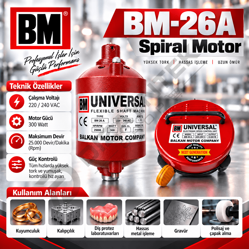 BM-26A Universal Spiral Motor 25.000 Devir / 300W