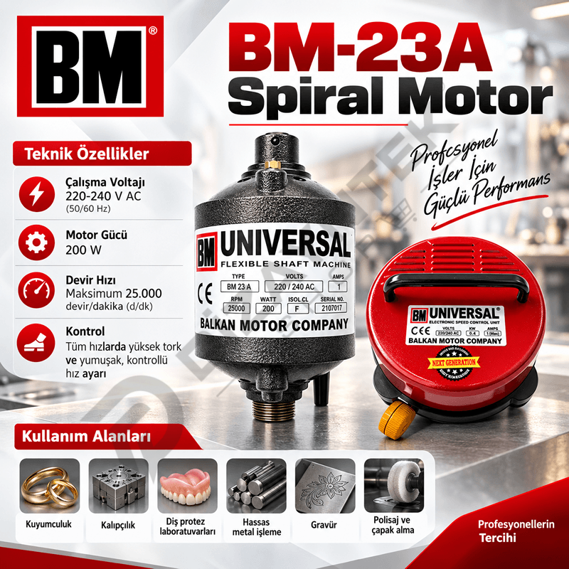 BM-23A Universal Spiral Motor 25.000 Devir / 200W