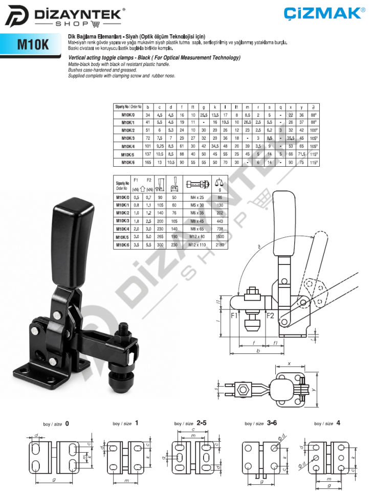 Siyah Tip Dik Bağlama Elemanı M10K - Çizmak