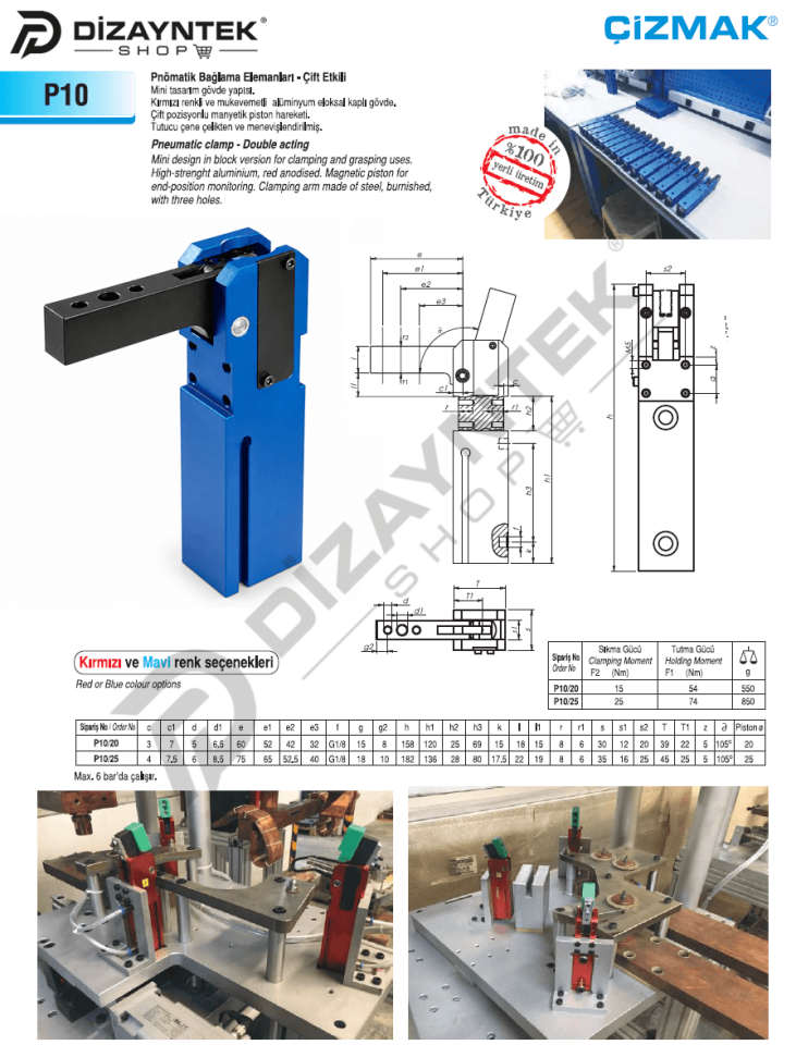 Pnömatik Bağlama Elemanı P10 - Çizmak