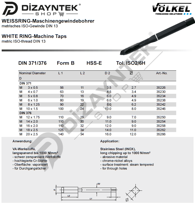 Paslanmaz Beyaz Halka Düz Makine Kılavuzu - Völkel