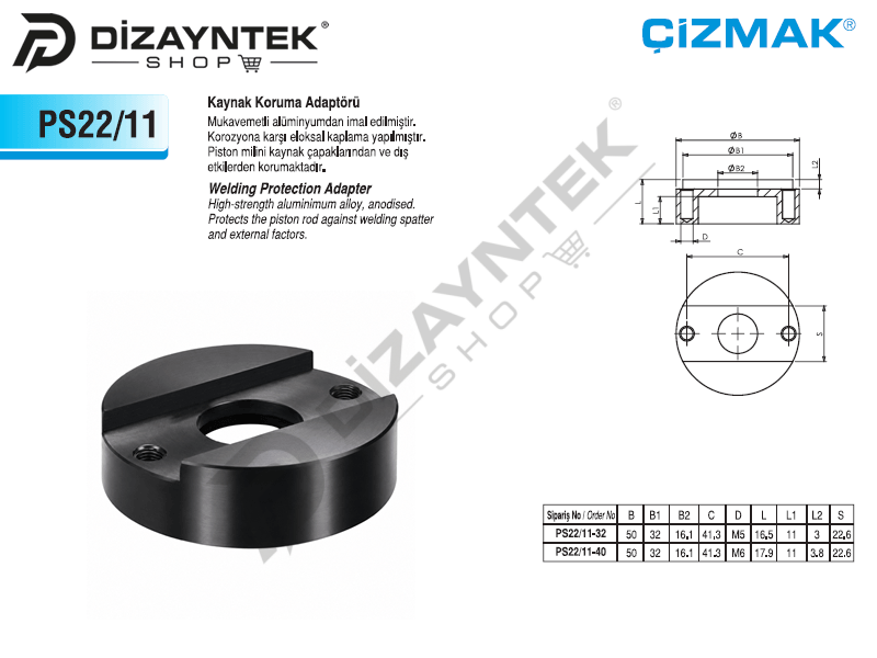 Kaynak Koruma Adaptörü PS22/11 - Çizmak