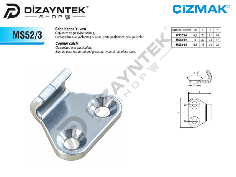 Sabit Kanca Yuvası MS52/3 - Çizmak