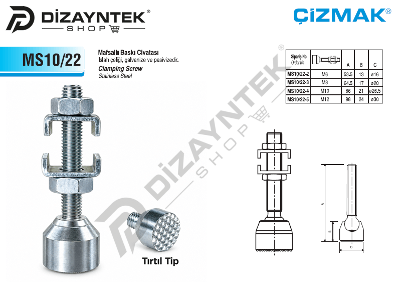 Mafsallı Baskı Civatası MS10/22 - Çizmak