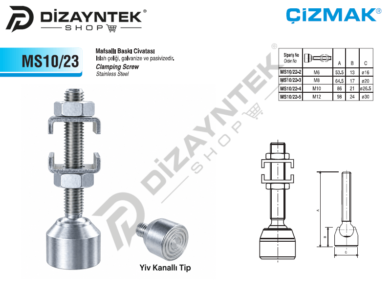 Mafsallı Baskı Civatası MS10/23 - Çizmak