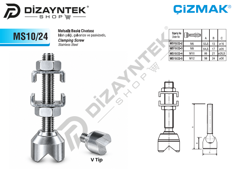 Mafsallı Baskı Civatası MS10/24 - Çizmak