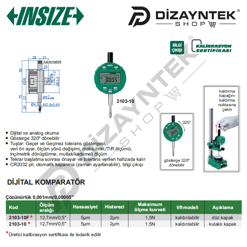 2103-10 Dijital Komparatör Saati - Insize