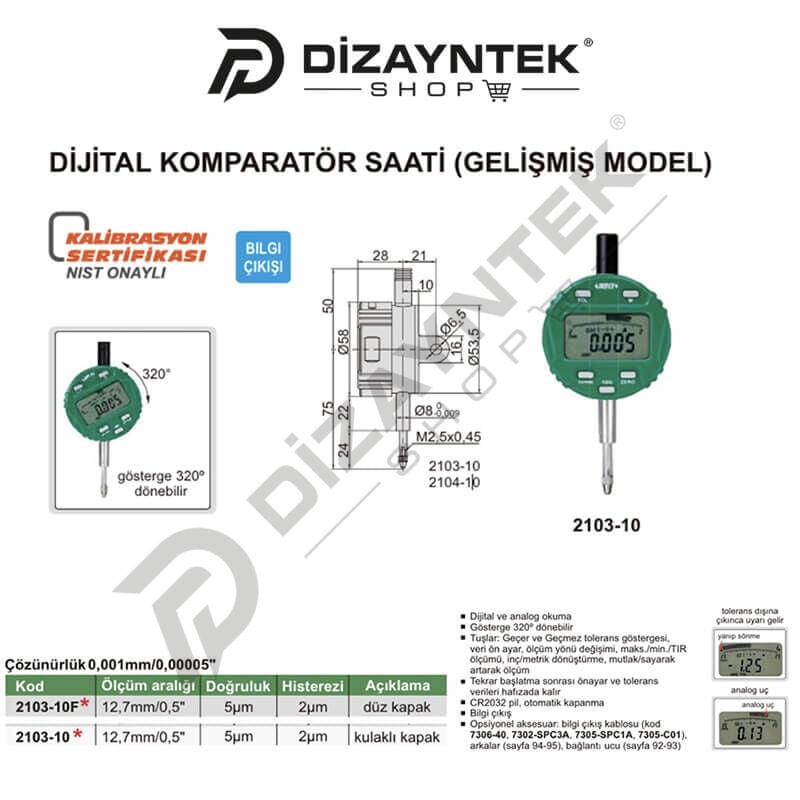 2103-10 Dijital Komparatör Saati - Insize