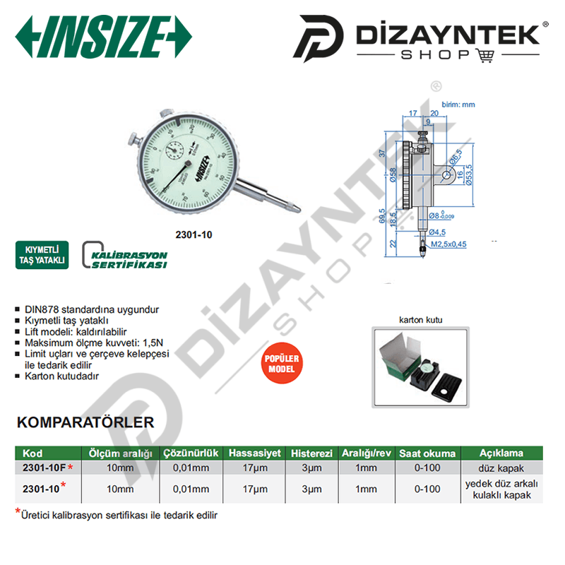 2301 Komparatör Saati - Insize