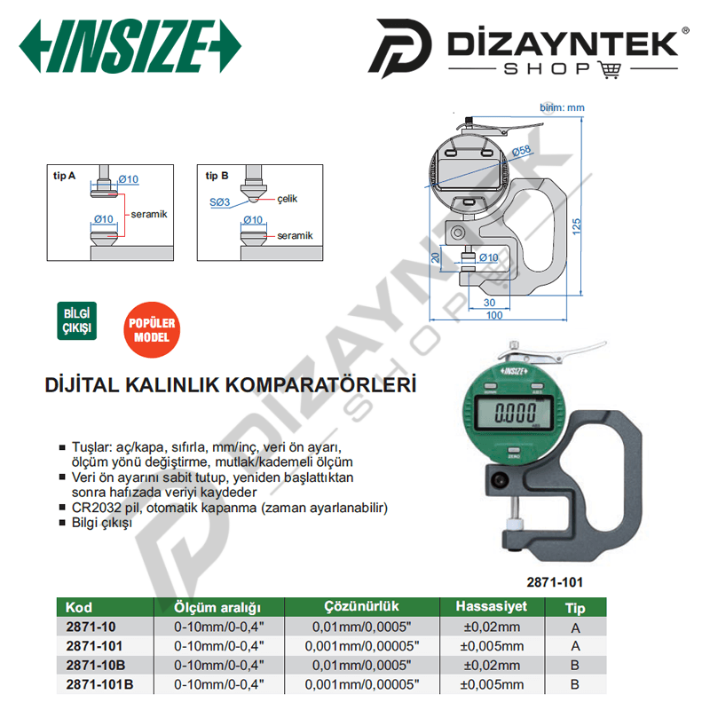 2871 Dijital Kalınlık Komparatörü - Insize