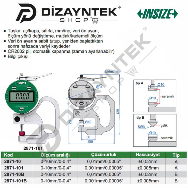 2871 Dijital Kalınlık Komparatörü - Insize