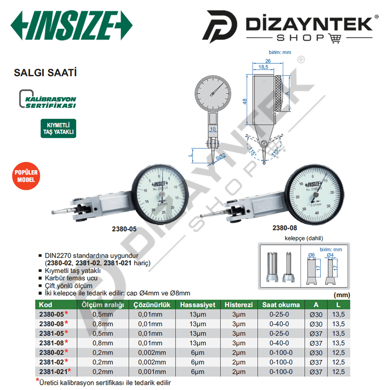 2380 Salgı Komparatör Saati - Insize