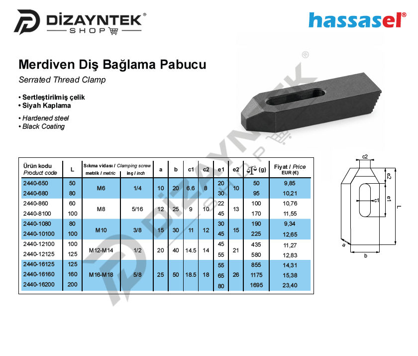 2440 Merdiven Diş Bağlama Pabucu - Hassasel