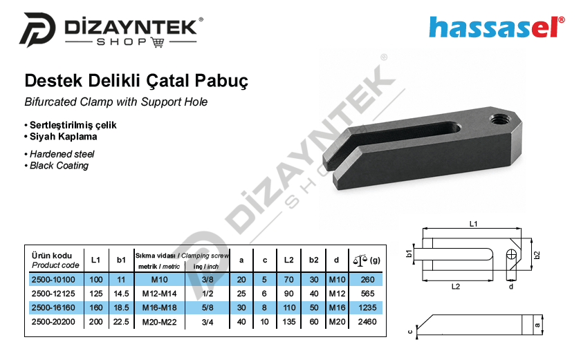 2500 Destek Delikli Çatal Pabuç - Hassasel