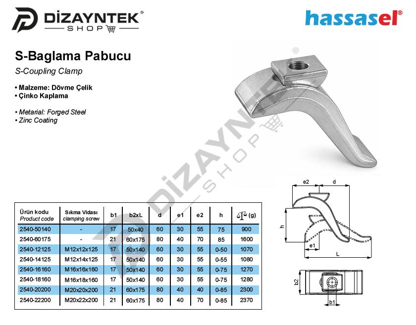 2540 S-Bağlama Pabucu - Hassasel