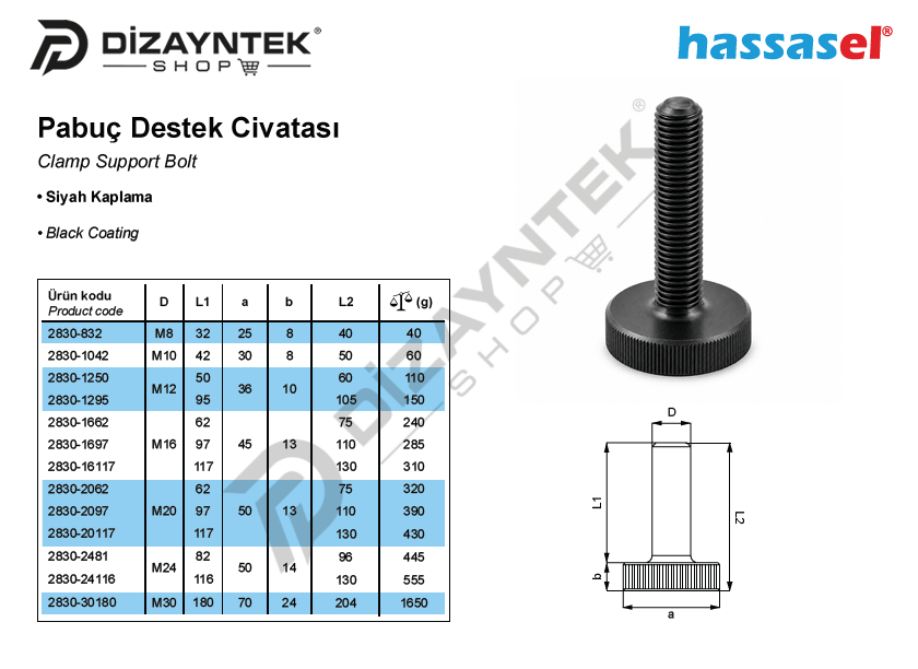 2830 Pabuç Destek Civatası - Hassasel