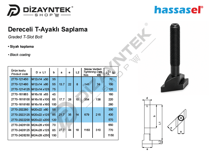 2770 Dereceli T-Ayaklı Saplama - Hassasel