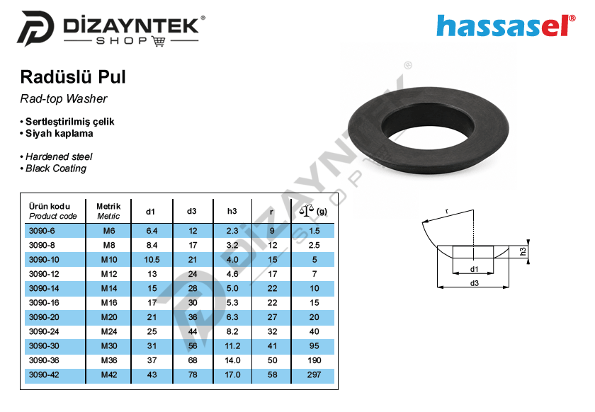 3090 Radüslü Pul - Hassasel