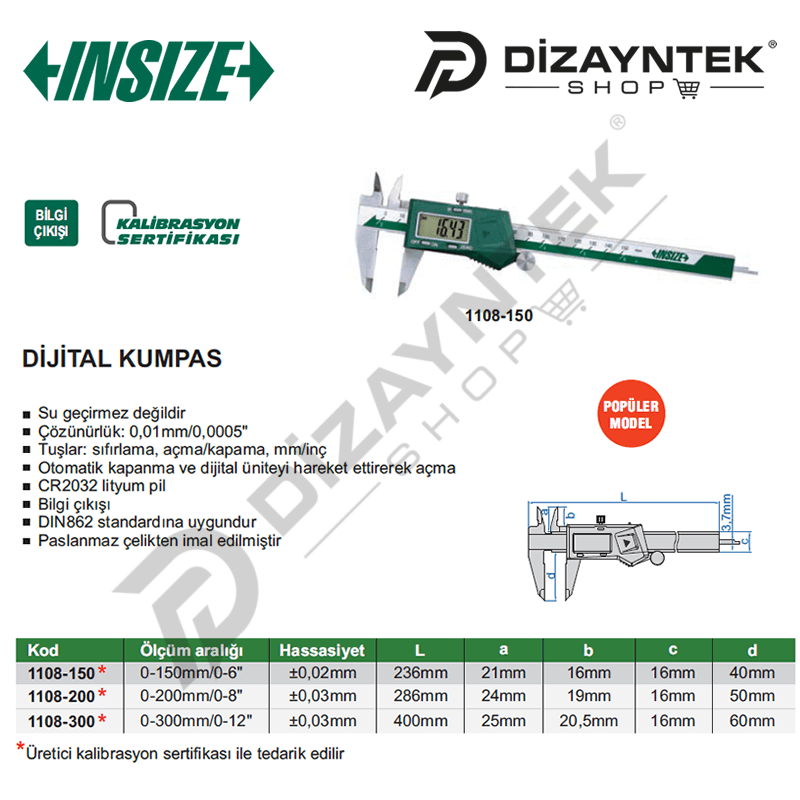 Dijital Kumpas 1108 - Insize