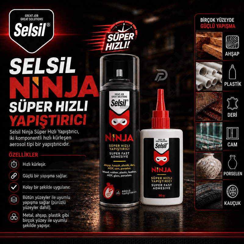 Ninja Süper Hızlı Yapıştırıcı Seti 200ml - Selsil