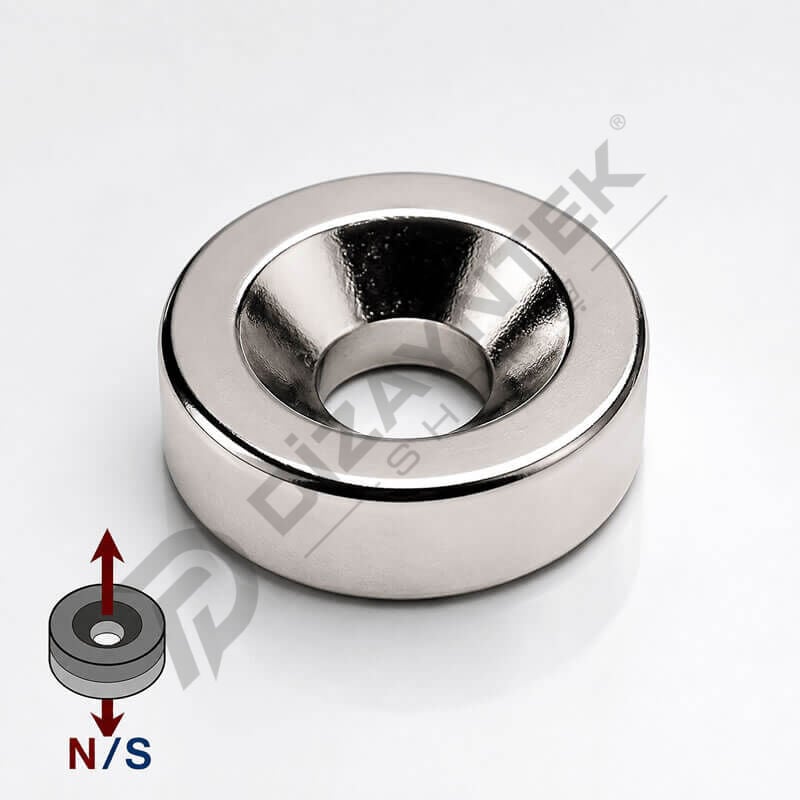 Havşa Delik Neodyum Mıknatıs Yuvarlak Ø15x5