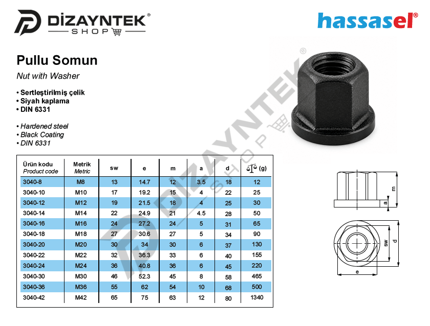 3040 Pullu Somun - Hassasel