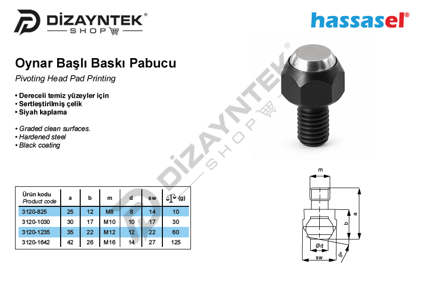 3120 Oynar Başlı Baskı Pabucu - Hassasel