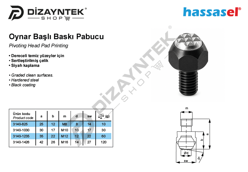 3140 Oynar Başlı Baskı Pabucu - Hassasel
