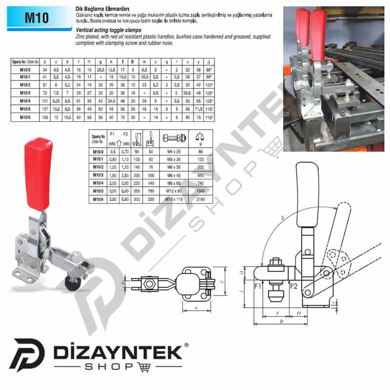 Dik Bağlama Elemanı M10 - Çizmak